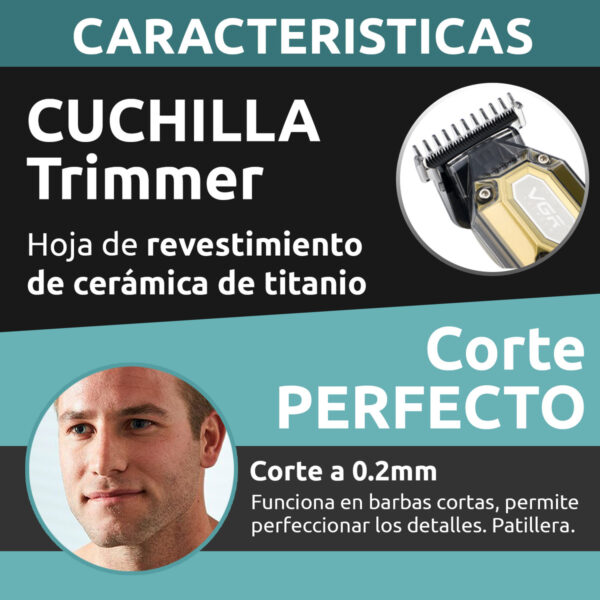 Combo Vgr Maquina Corte Pelo V-600 + Trimmer V-900 7000rpm - Image 8