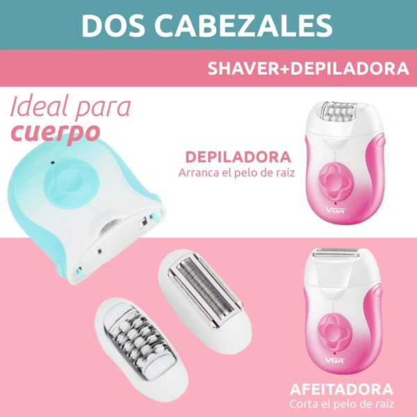Depiladora Eléctrica Mujer Facial Corporal 2en1 VGR V-727 - Image 5
