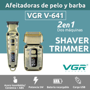 Cortadora Pelo Afeitadora Barba Set 2en1 VGR V-641 Metal Usb