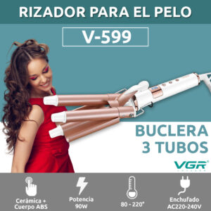 Rizador bluclera 3 barriles ceramica vgr v-599 ondas 220°
