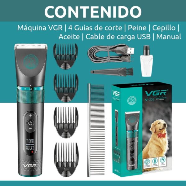 Máquina Cortar Pelo Perros Mascotas Pro VGR V-209 Usb IPX7 - Image 8