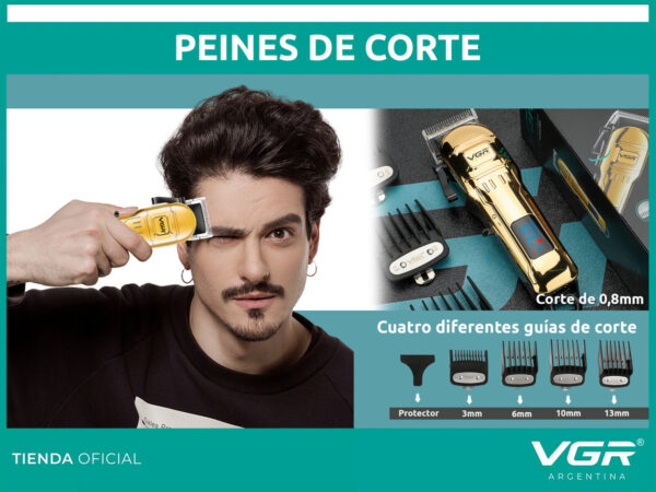 Máquina de Cortar Pelo VGR V-268 Recargable Inalámbrica Usb Dorado - Image 5