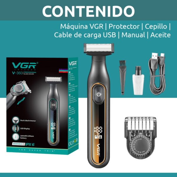 Afeitadora Eléctrica Hombre Trimmer Corporal VGR V-360 IPX6 - Image 8