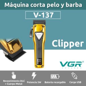 Cortadora de Pelo VGR V-137 Metal 6 Guías Motor Brushless