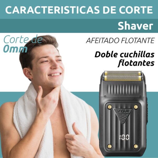 Afeitadora Eléctrica Hombre Shaver VGR V-363 Usb Doble Hoja - Image 5