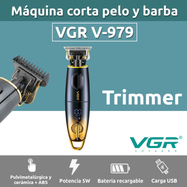 Máquina Trimmer Profesional VGR V-979 Usb 5 Peines Cerámica - Image 2