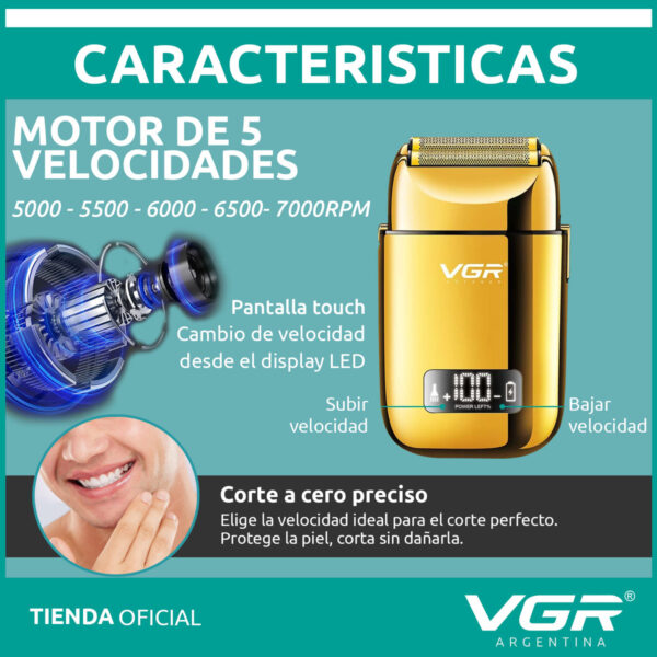 Repuesto Cuchilla Afeitadora Eléctrica Hombre VGR V-338 Dorado - Image 6