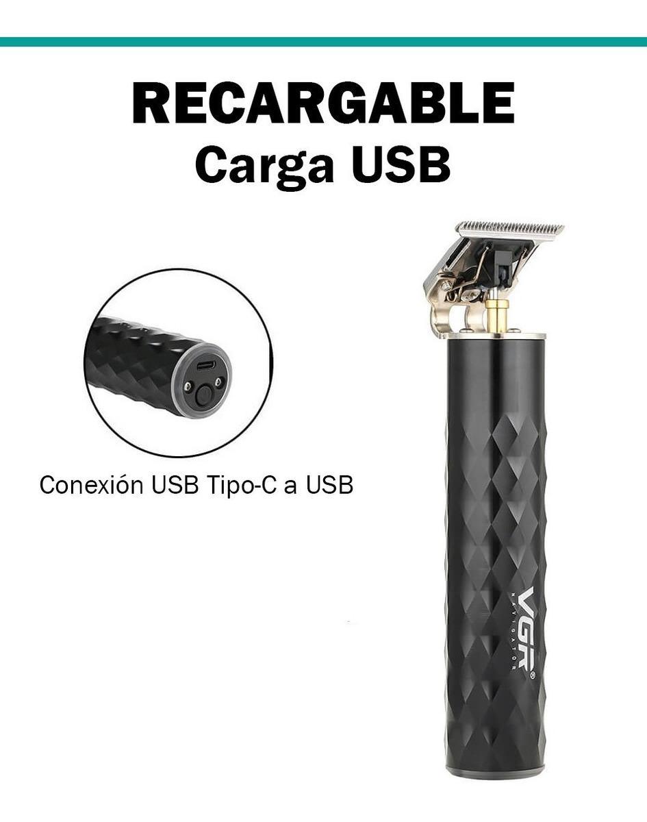Maquina Corta Pelo Barba Calvo Trimmer VGR V-170 Recargable Usb - Image 6
