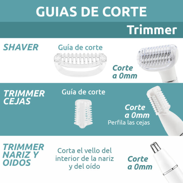 Set Mujer 3en1 Afeitadora Corporal Nariz Ceja Vgr V-611 Ipx5 - Image 5