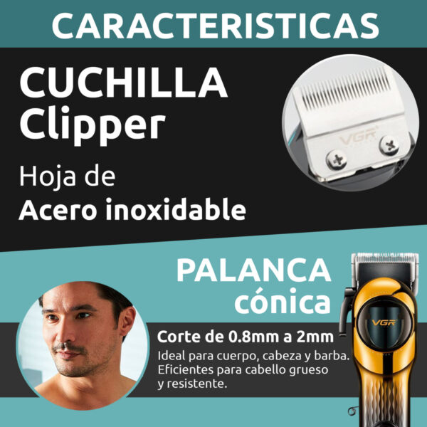 Cortadora de Pelo Profesional Inalambrica VGR V-166 Usb AFA - Image 6