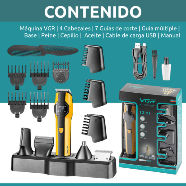 Grooming Kit Completo Profesional 13 En 1 Vgr V-173 Ipx7 - Image 8