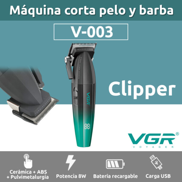 Máquina Corta Pelo Profesional VGR V-003 Turbo 9000 RPM Usb - Image 2