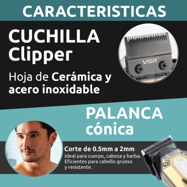 Combo Vgr Maquina Corte Pelo V-600 + Trimmer V-900 7000rpm - Image 7