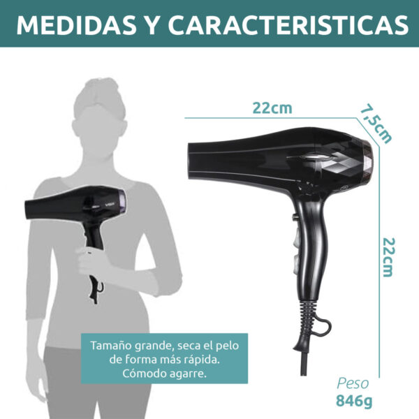 Secador de pelo profesional peluquería vgr v-413 turbo 2200W - Image 7