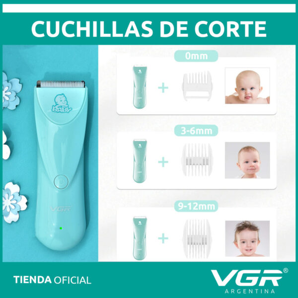 Máquina de Cortar Pelo Para Bebés Niños VGR V-150 Cerámica Verde Agua - Image 5