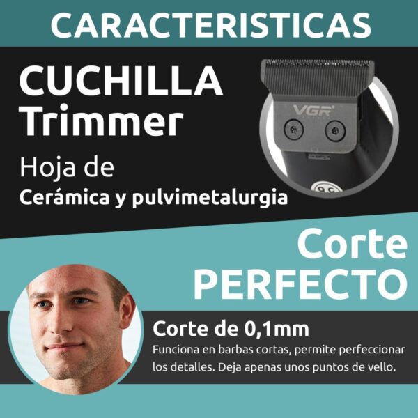 Máquina Trimmer Corta Pelo VGR V-945 Usb Cerámica 7000rpm - Image 6