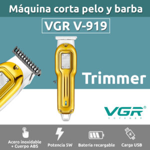 Máquina Trimmer Profesional Recargable VGR V-919 Usb T-Blade
