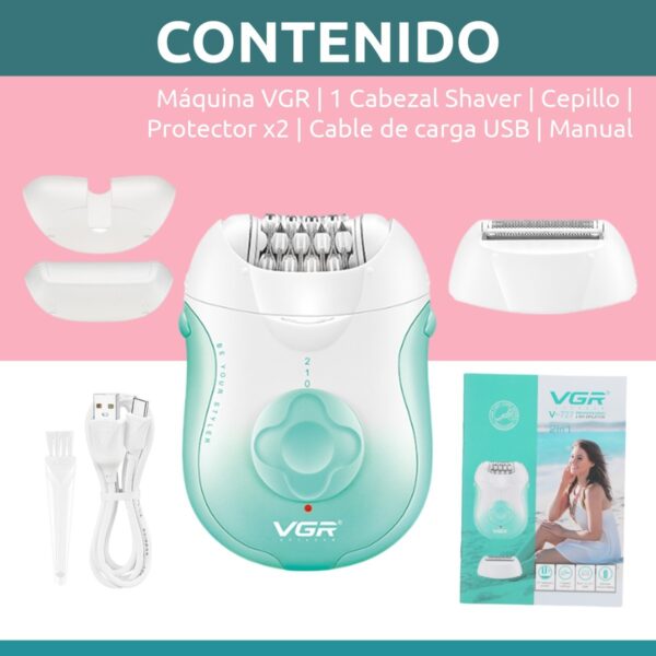 Depiladora Eléctrica Mujer Facial Corporal 2en1 VGR V-727 - Image 8