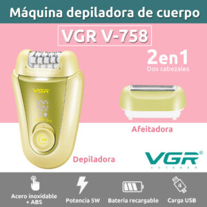 Depiladora Eléctrica Afeitadora 2 En 1 Vgr V-758 Turbo Usb