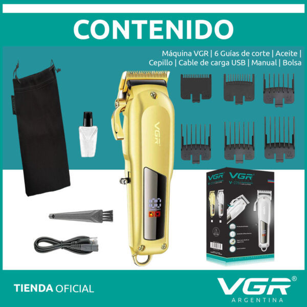 Máquina de Cortar Pelo VGR V-278 Metal Inalámbrica Usb Dorado - Image 8