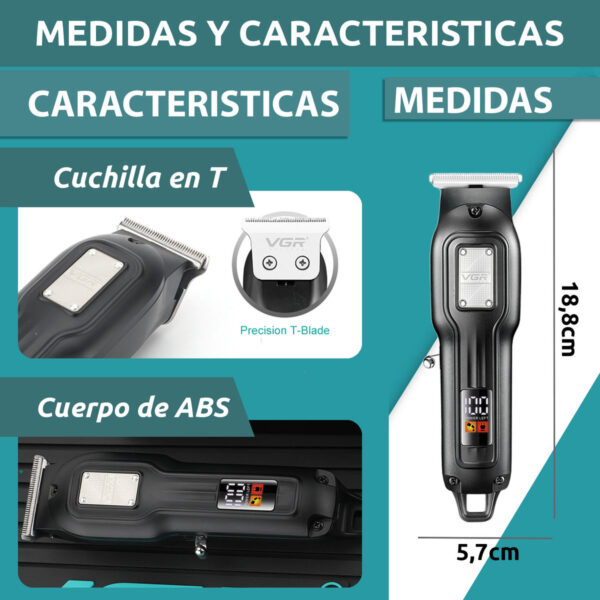 Máquina Trimmer Profesional Recargable VGR V-918 Usb T-Blade - Image 7