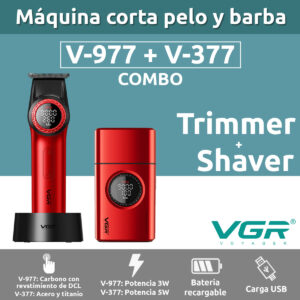 Combo Vgr Barbería Profesional Trimmer V-977 + Shaver V-377