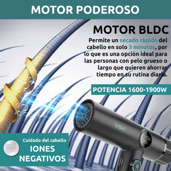 Secador De Pelo Profesional Vgr V-401 110000rpm Frío Calor - Image 5
