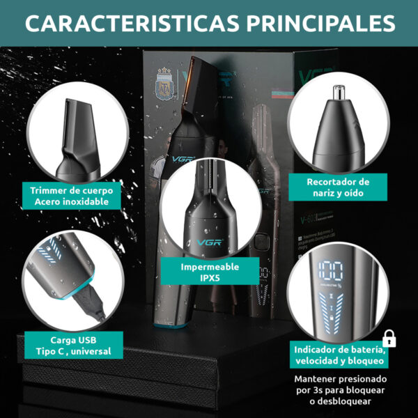 Trimmer Nariz Oído Corporal Nasal 2en11 Vgr V-603 Turbo Ipx5 - Image 4