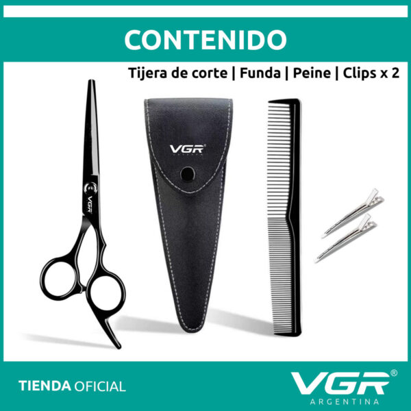 Set De Tijeras Peluquería Vgr 5pcs  Acero Inoxidable Estuche - Image 8