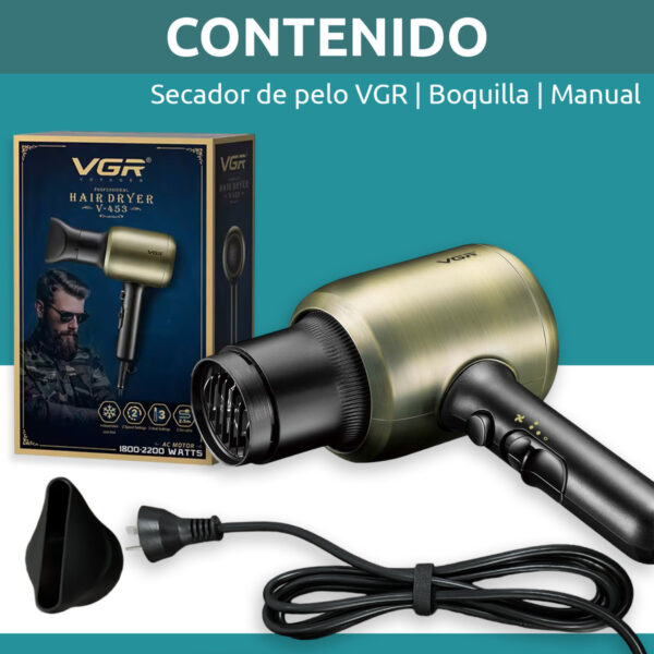 Secador de pelo profesional vgr v-453 2200W 3 temperaturas - Image 8