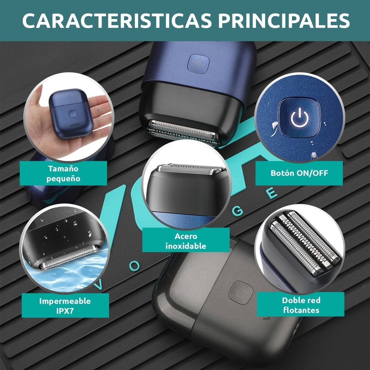 Afeitadora Eléctrica VGR V-340 Portatil Usb Triple Hoja IPX7 - Image 4