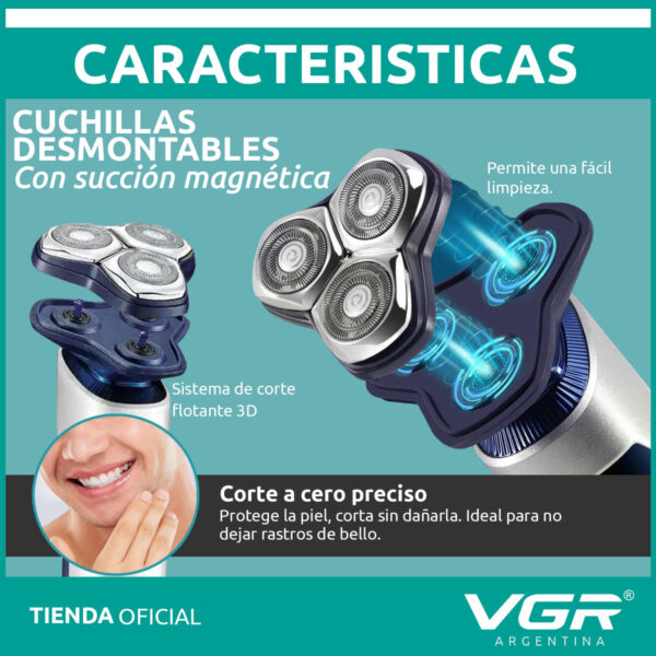 Afeitadora Eléctrica Hombre Shaver VGR V-328 Impermeable Blanco - Image 6