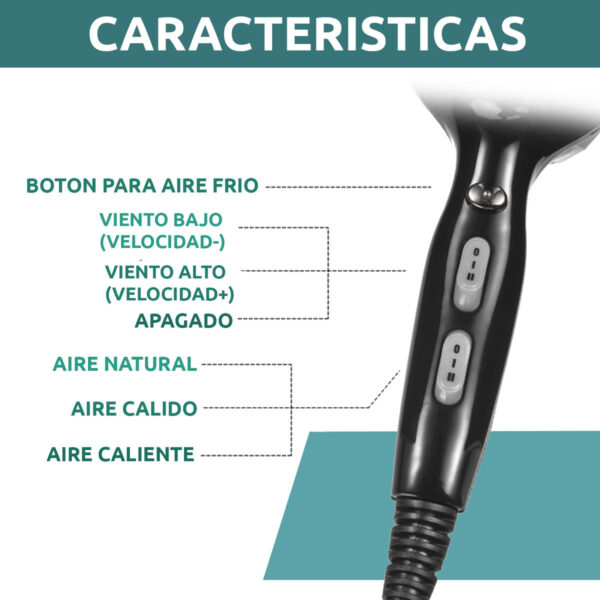 Secador de pelo profesional peluquería vgr v-413 turbo 2200W - Image 6