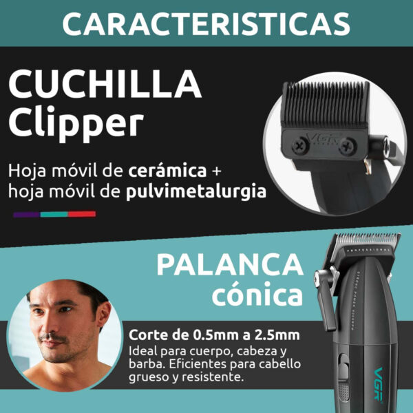 Máquina Corta Pelo Profesional VGR V-003 Turbo 9000 RPM Usb - Image 6