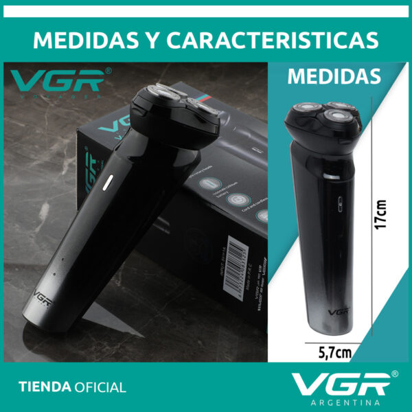 Afeitadora Eléctrica Hombre Shaver VGR V-312 Usb Inalámbrica Negro - Image 7