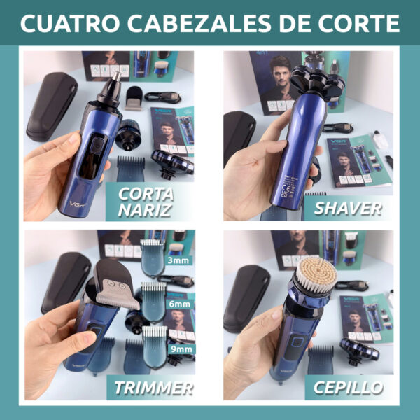 Máquina Cortar Pelo Barba Nariz VGR V-386 Grooming 4en1 IPX5 - Image 6