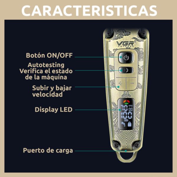 Máquina Patillera Trimmer VGR V-901 Metal Regula Velocidad - Image 6