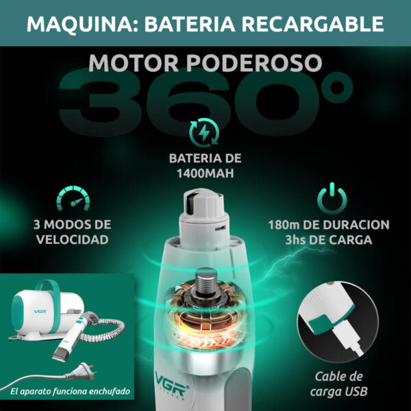 Set Máquina Corta Pelo Mascota 7en1 Vgr V-207 Pro Aspiradora - Image 3