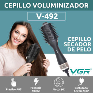 Cepillo secador alisador voluminizador vgr v-492 1000w 220v