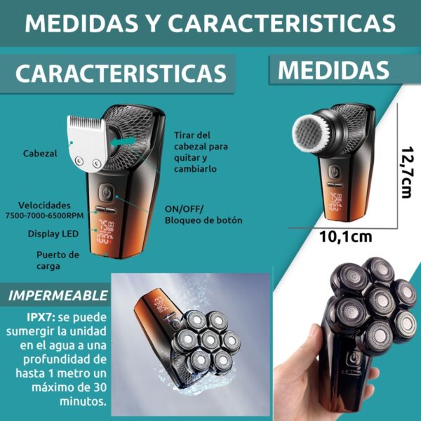 Grooming Set Afeitadora Electrica Hombre VGR V-327 5en1 IPX7 AFA - Image 7