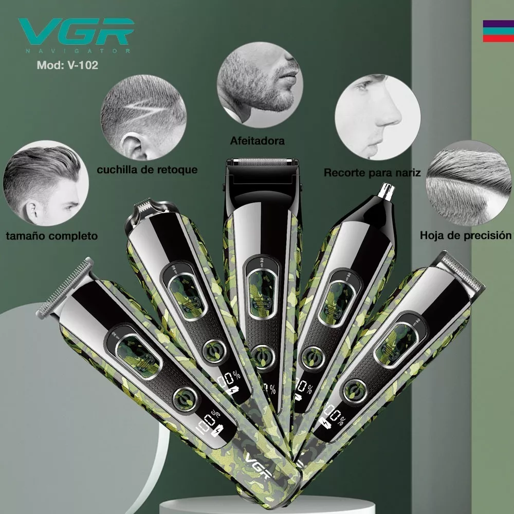 Maquina Corta Pelo Trimmer Vgr V-102 Grooming Kit 5 En 1 Camuflada - Image 7