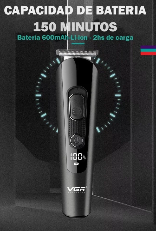 Maquina Corta Pelo Barba Vgr V-175 Grooming 5 En 1 Led Usb Negro - Image 3