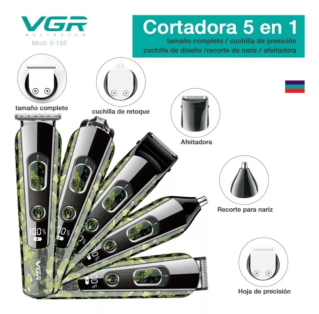 Maquina Corta Pelo Trimmer Vgr V-102 Grooming Kit 5 En 1 Camuflada - Image 3