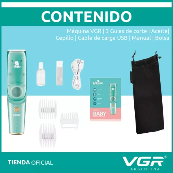 Máquina Cortar Pelo Patillera Niños Bebés Vgr V-151 Cerámica Verde - Image 8