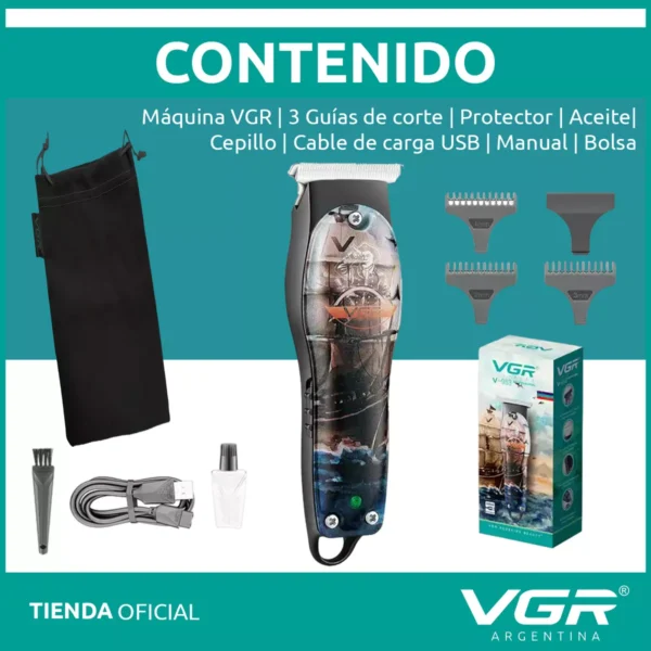 Máquina Cortar Pelo Patillera VGR V-953 Inalámbrica Usb Oceano - Image 8