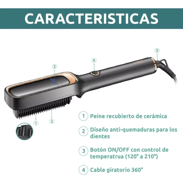 Cepillo Alisador Electrico Peine Vgr V-561 Ceramica 50w 210° - Image 6