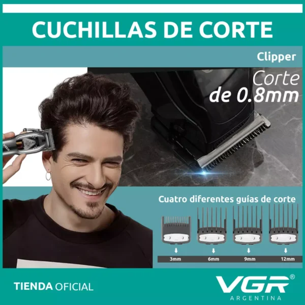 Máquina de Cortar Pelo VGR V-653 Recargable Profesional Usb Negro - Image 5