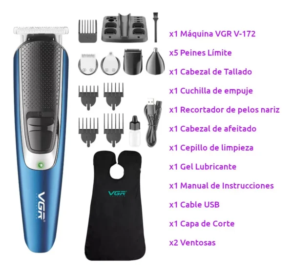 Maquina Corta Pelo Barba Trimmer Vgr V-172 Grooming Kit Usb + Capa Corte - Image 9