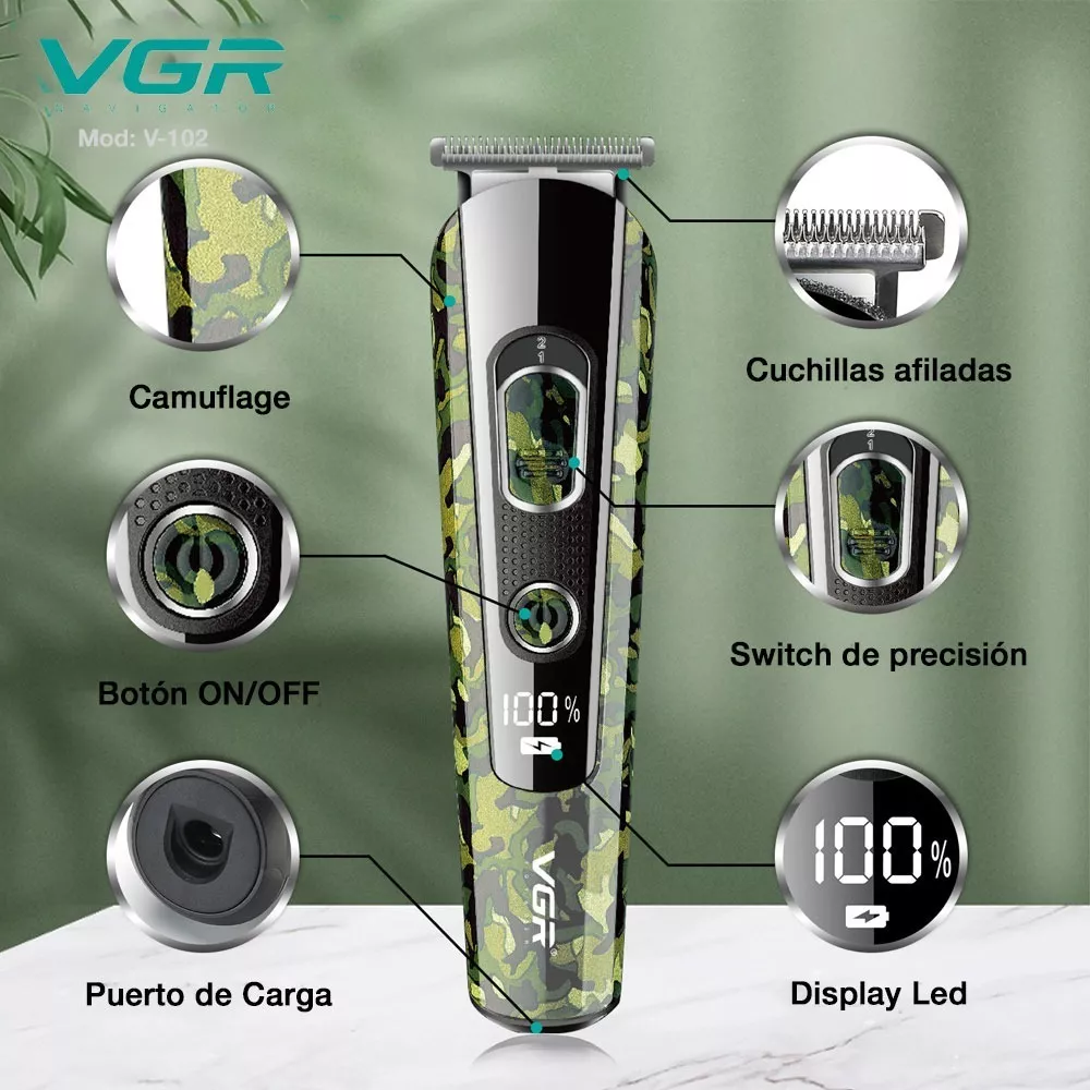 Maquina Corta Pelo Trimmer Vgr V-102 Grooming Kit 5 En 1 Camuflada - Image 4