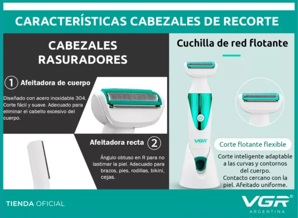 Afeitadora Vgr V-720 Depilado Sin Dolor Cuerpo Cejas Nariz Blanca/Verde - Image 4